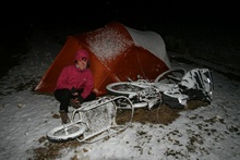 Night snowing in La Raya pass 4350 m.a.s.l.