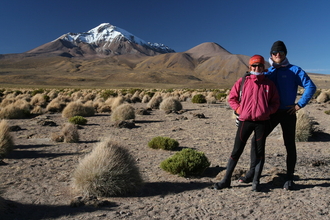 Dasa and Kybi below Volcan Isluga