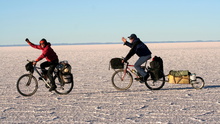 Beautiful cycling on Salar de Uyuni