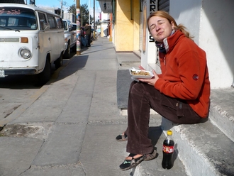 Dasa having breakfast in Acatzingo