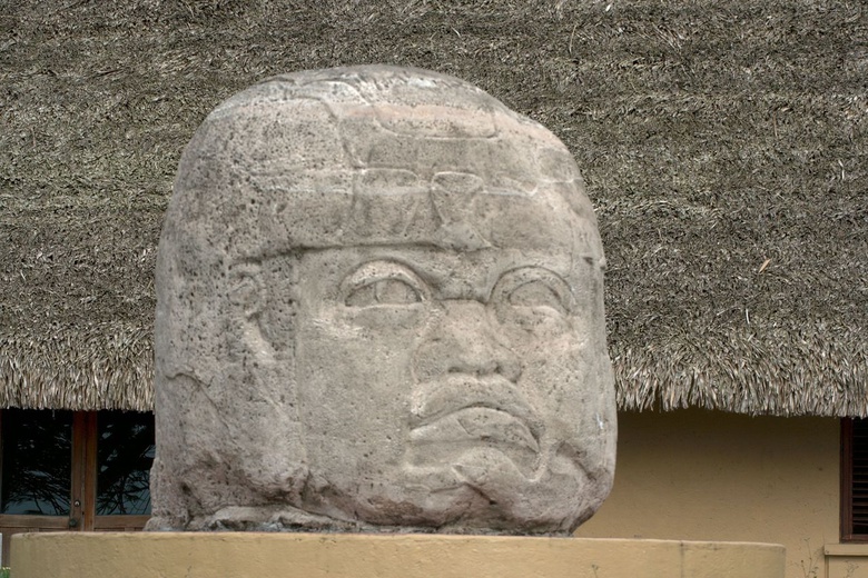 giant Olmec head in La Venta
