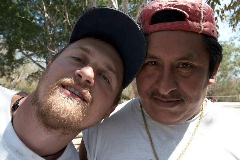 Kybi with a "receptionist" at Cenote Xtojil