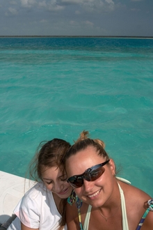 Dasa and Jessica on the boat