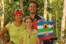 Dasa, Kybi and Katka with Slovak and Wallachian flag