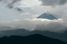 Volcan Santa Maria in storm clouds