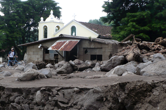 Destroyed village  after the tropical storm Agatha
