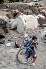 Collapse of the road after the tropical storm Agatha