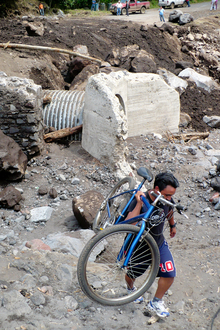 Collapse of the road after the tropical storm Agatha