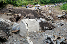 Collapse of the road after the tropical storm Agatha