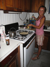 Dasa preparing pancakes, Deep Blue Divers