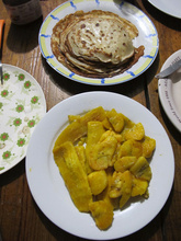 Pancakes and fried platanos
