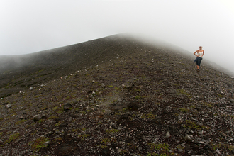 Fog on the top of the inactive crater