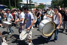Drums in the middle of the demonstration, San Jose,  Costa Rica