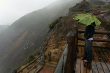 Looking to the crater in the rain, Volcan Poas, Costa Rica