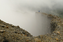 Kybi on the edge of the crater, Volcan Rincon de la Vieja, Costa Rica