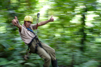 One of the guides on the rope, Volcan Arenal, Costa Rica